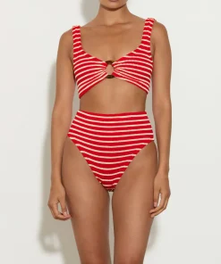 Hunza G Bikini Sets|Bralette-Nadine Bikini - Red/White Stripe
