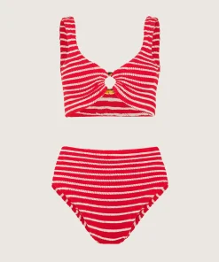 Hunza G Bikini Sets|Bralette-Nadine Bikini - Red/White Stripe