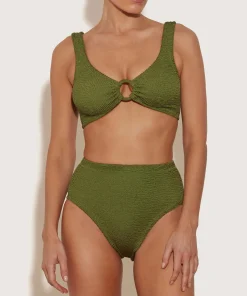 Hunza G Bikini Sets|Bralette-Nadine Bikini With Tonal Hoops - Metallic Moss