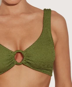 Hunza G Bikini Sets|Bralette-Nadine Bikini With Tonal Hoops - Metallic Moss