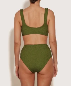 Hunza G Bikini Sets|Bralette-Nadine Bikini With Tonal Hoops - Metallic Moss