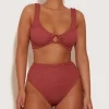 Hunza G Bikini Sets|Bralette-Nadine Bikini With Tonal Hoops - Metallic Rosewood