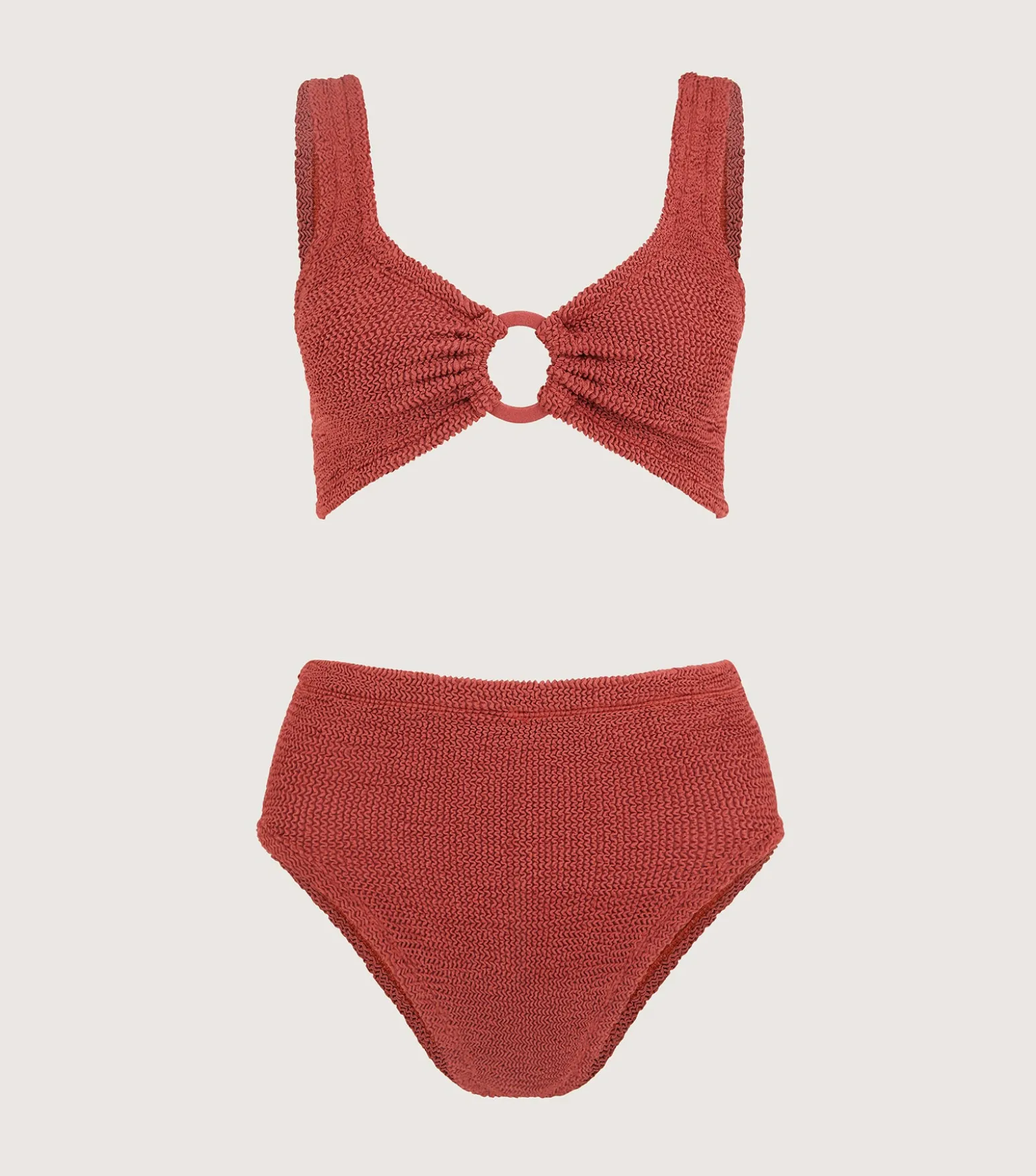 Hunza G Bikini Sets|Bralette-Nadine Bikini With Tonal Hoops - Metallic Rosewood