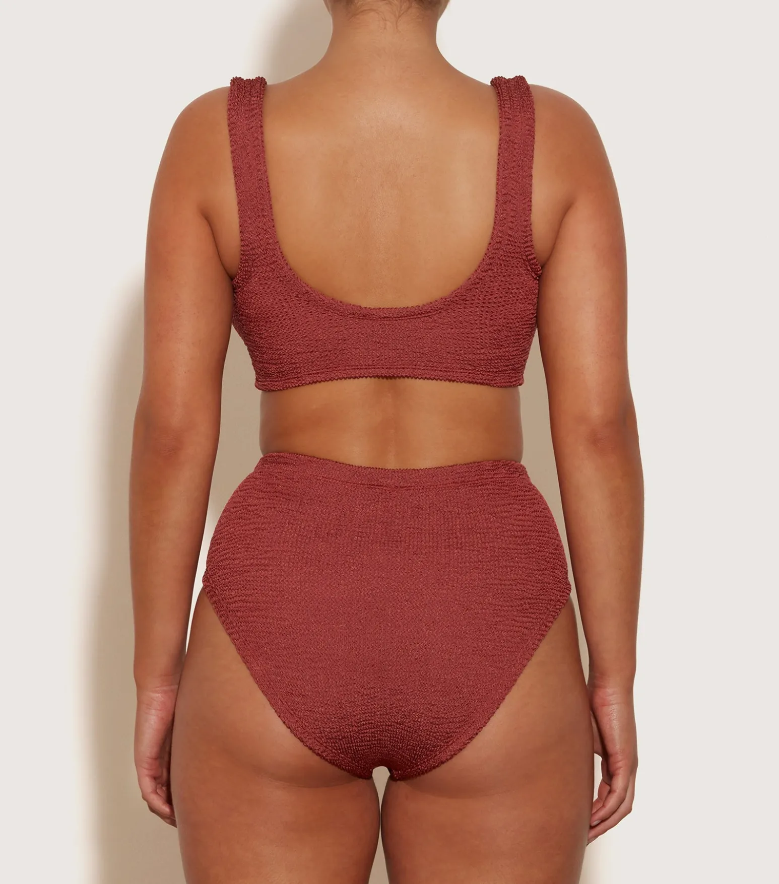 Hunza G Bikini Sets|Bralette-Nadine Bikini With Tonal Hoops - Metallic Rosewood
