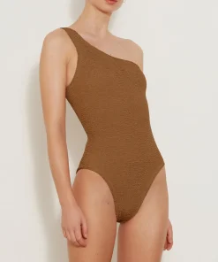 Hunza G One Shoulder-Nancy Swim - Metallic Cocoa