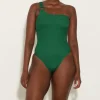 Hunza G One Shoulder-Nina Swim - Metallic Forest Green