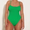 Hunza G Scoop Neck-Pamela Swim - Emerald