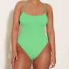 Hunza G Scoop Neck-Pamela Swim - Lime