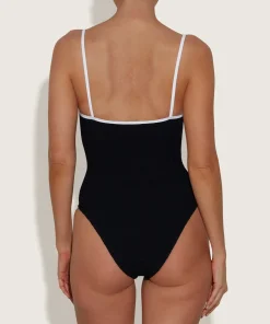 Hunza G Scoop Neck-Pamela Swim Contrast - Black/White