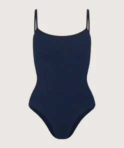 Hunza G Scoop Neck-Pamela Swim Contrast - Navy/Black