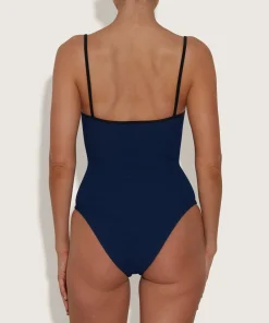 Hunza G Scoop Neck-Pamela Swim Contrast - Navy/Black