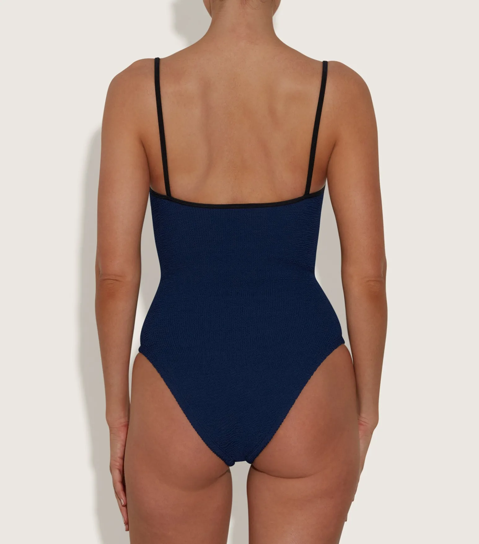 Hunza G Scoop Neck-Pamela Swim Contrast - Navy/Black