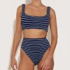 Hunza G Bikini Sets|Bralette-Patricia Bikini - Navy/White Stripe