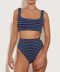 Hunza G Bikini Sets|Bralette-Patricia Bikini - Navy/White Stripe