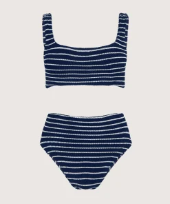 Hunza G Bikini Sets|Bralette-Patricia Bikini - Navy/White Stripe