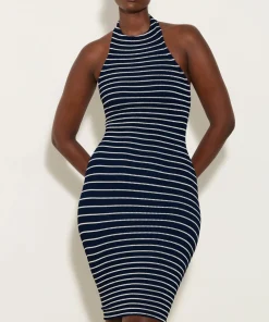 Hunza G Dresses-Polly Dress - Navy/White Stripe