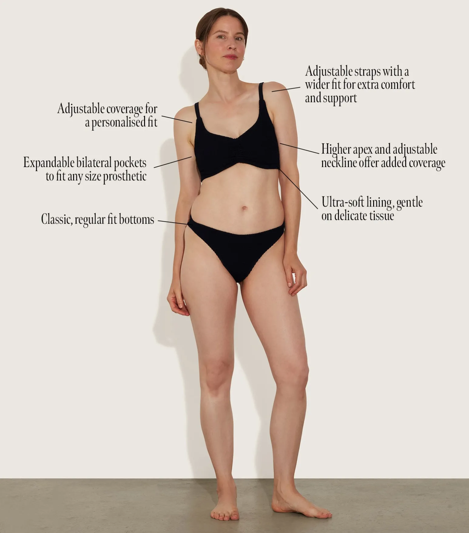 Hunza G Bikini Sets-Post Mastectomy Bikini - Black