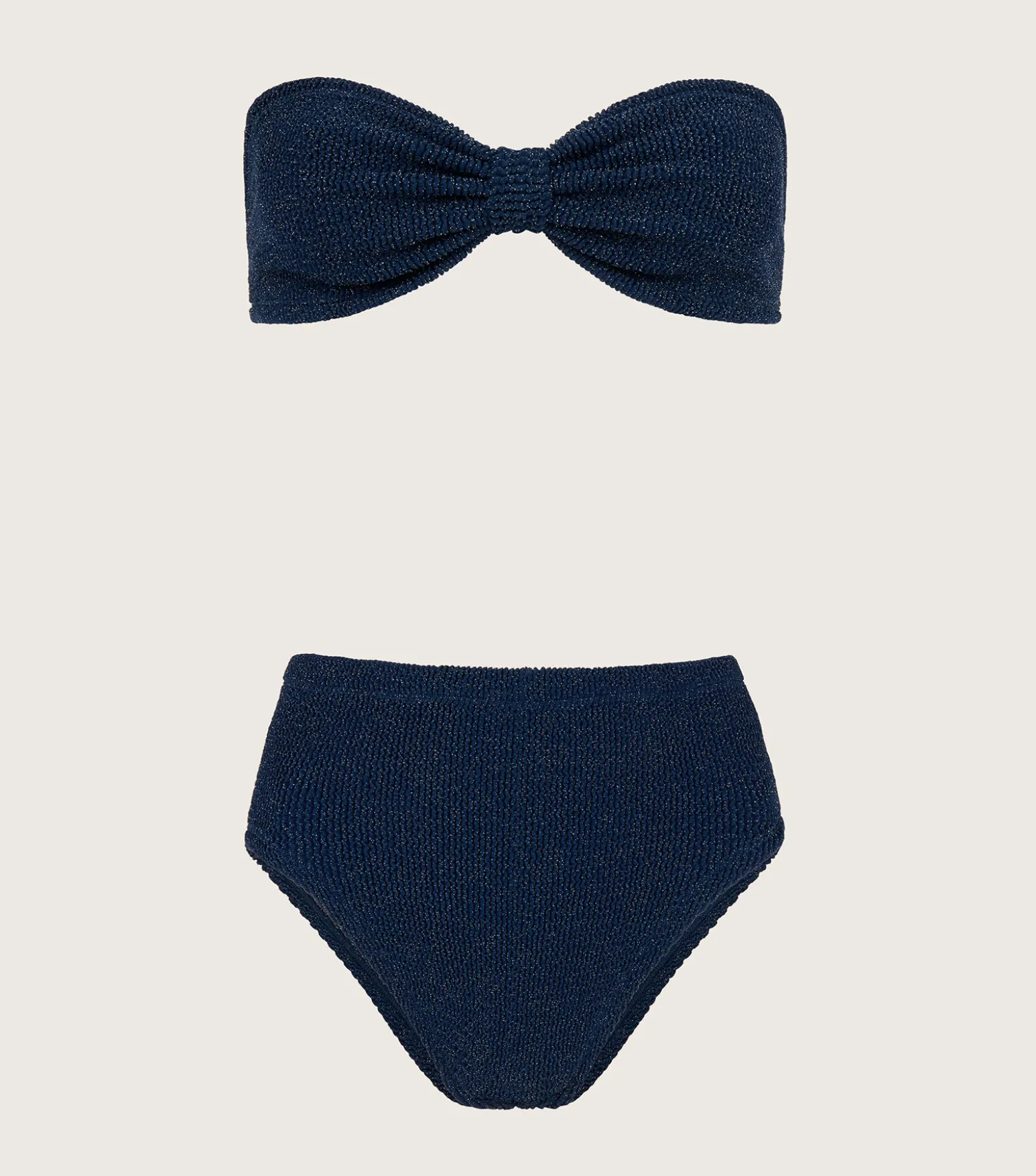 Hunza G Bikini Sets|Bandeau-Ruby Bikini Lurex - Navy/Silver