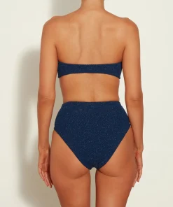 Hunza G Bikini Sets|Bandeau-Ruby Bikini Lurex - Navy/Silver