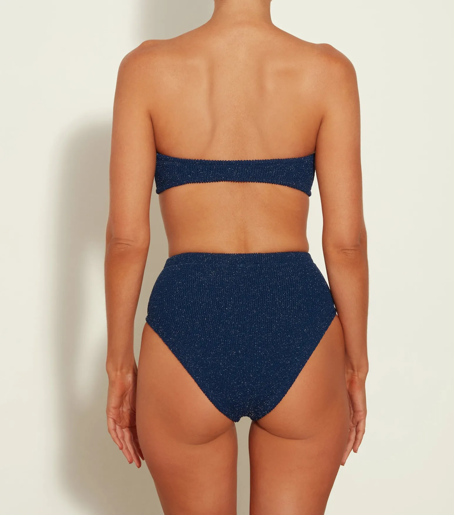 Hunza G Bikini Sets|Bandeau-Ruby Bikini Lurex - Navy/Silver