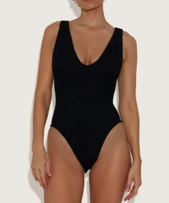 Hunza G V Neck-Sadie Swim - Black