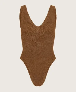 Hunza G V Neck-Sadie Swim - Metallic Cocoa