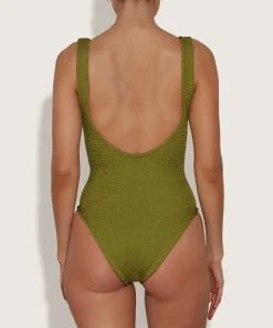 Hunza G V Neck-Sadie Swim - Metallic Moss