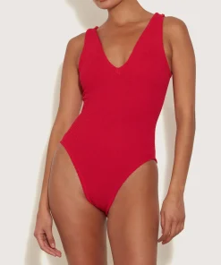 Hunza G V Neck-Sadie Swim - Red