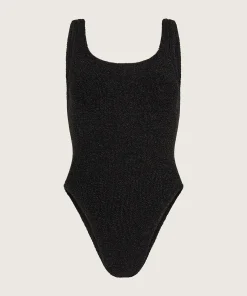 Hunza G Square Neck-Square Neck Lurex Swim - Black/Gold