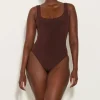 Hunza G Square Neck-Square Neck Nile Swim - Metallic Chocolate
