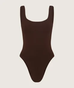 Hunza G Square Neck-Square Neck Nile Swim - Metallic Chocolate