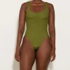Hunza G Square Neck-Square Neck Swim - Metallic Moss