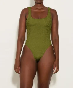 Hunza G Square Neck-Square Neck Swim - Metallic Moss