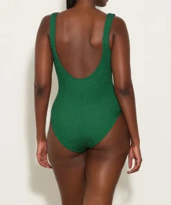 Hunza G Square Neck-Square Neck Swim - Metallic Forest Green