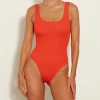 Hunza G Square Neck-Square Neck Swim - Metallic Tangerine