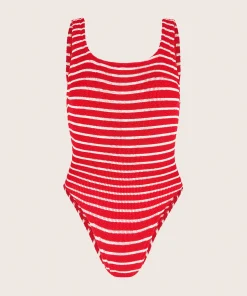 Hunza G Square Neck-Square Neck Swim - Red/White Stripe