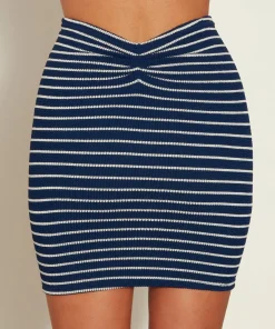 Hunza G Shorts And Skirts-Stripe Mini Skirt - Navy/White Stripe
