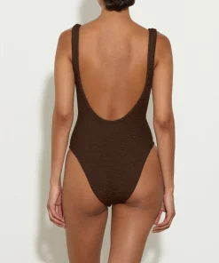 Hunza G Scoop Neck-Tonya Swim - Metallic Chocolate