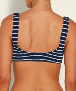 Hunza G Separates|Bralette-Xandra Bikini Top - Navy/White Stripe