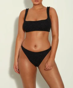 Hunza G Bikini Sets|Bralette-Xandra Lurex Bikini - Black/Gold